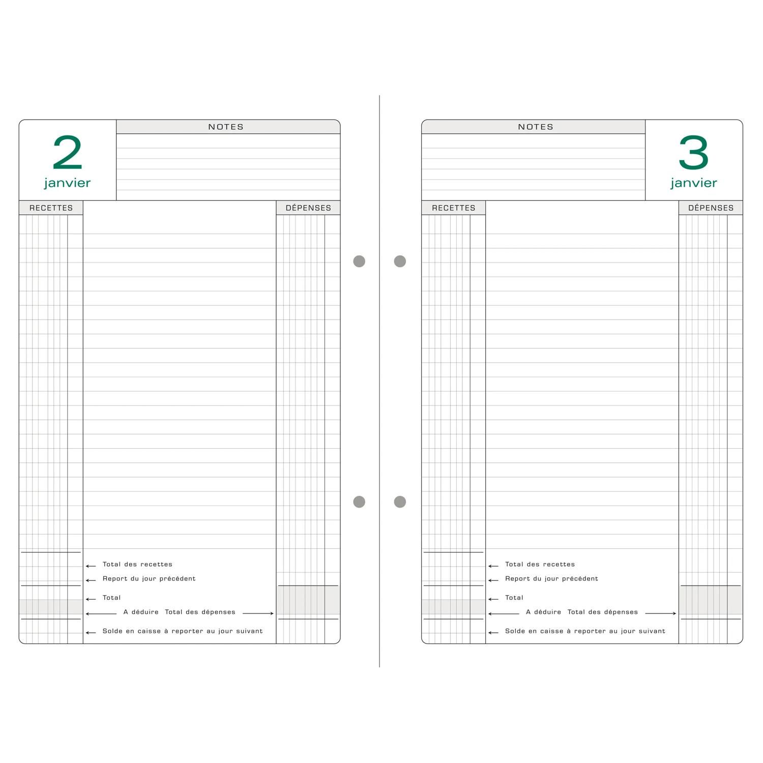 Agenda Exacompta - Recharge 16x24 cm Caisse Perpétuel Journalier