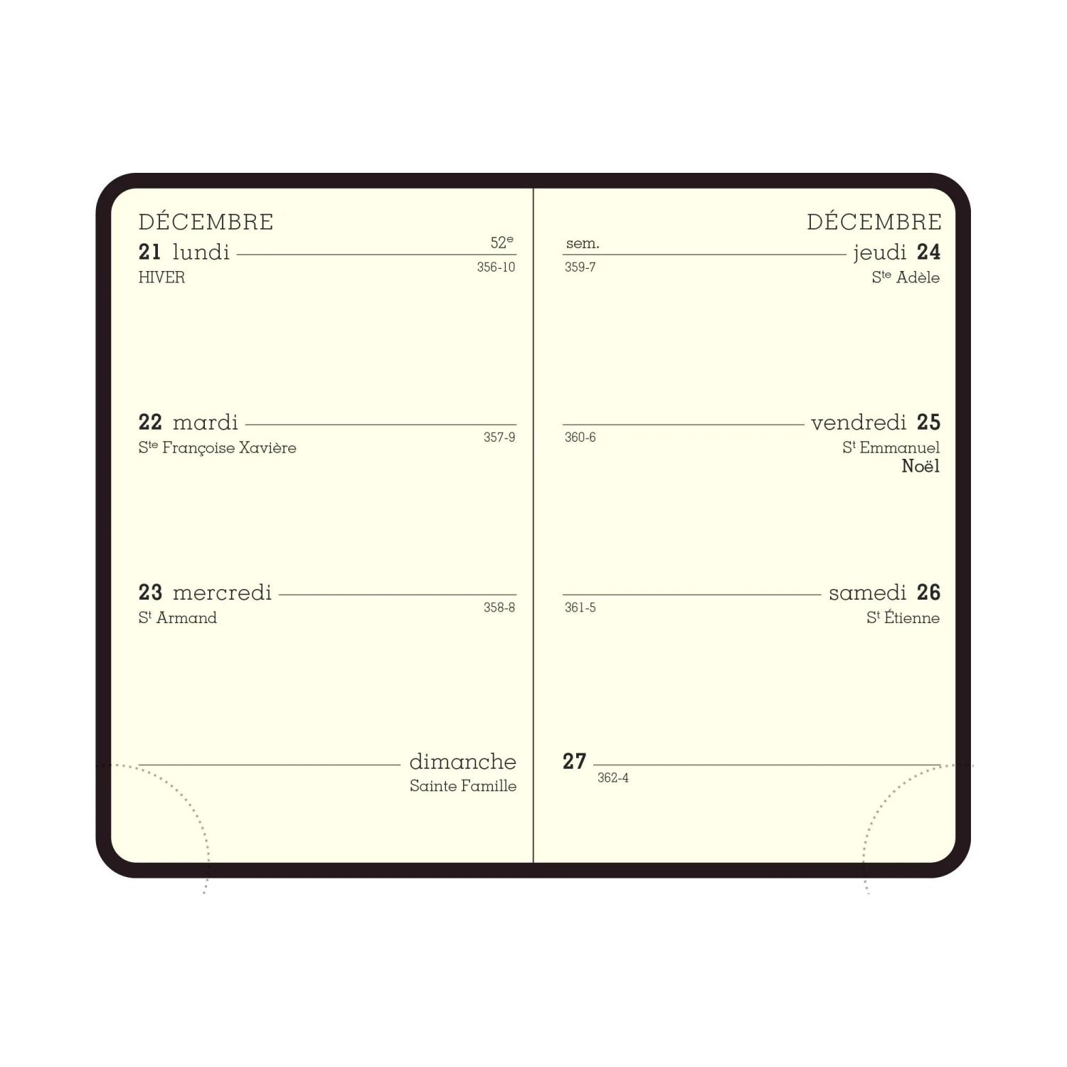 Recharge agenda de poche Mini 11 - Semaine 7,5 x 11,5 Janvier à Décembre 2027 - Tranche or
