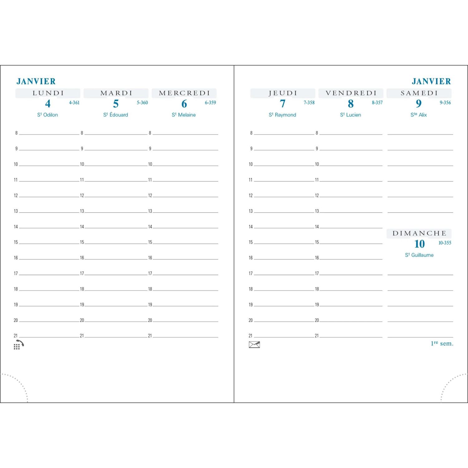 Recharge agenda de poche Horizons 13 9 x 13 cm Semainier Janvier à Décembre 2026 - Tranche naturelle