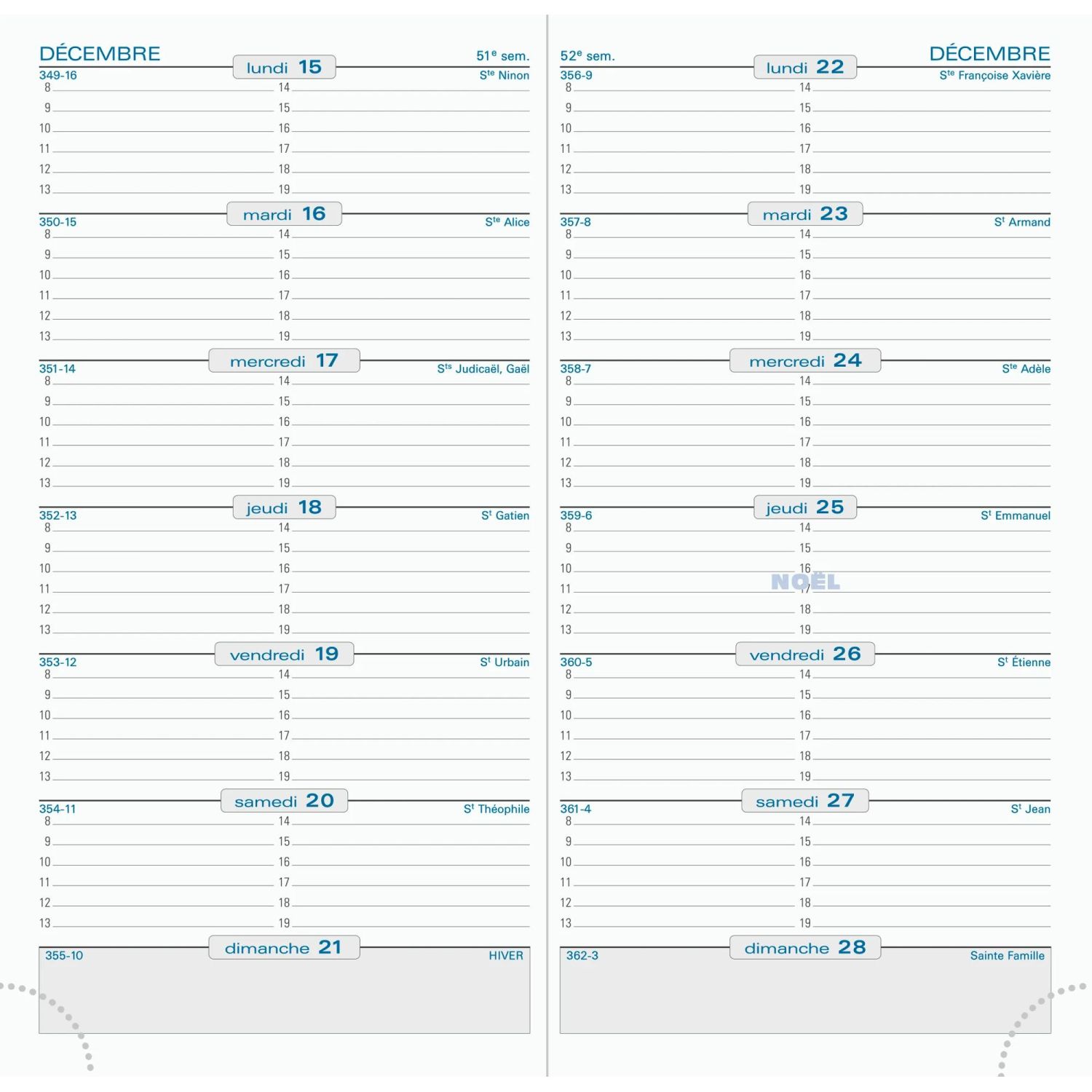 Recharge Semainier SL 17 9x17,5 cm Quinzainier Janvier à Décembre 2026