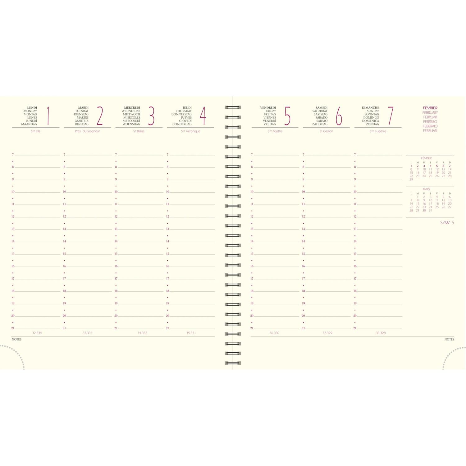 Recharge pour agenda de bureau Eurotime 18 Spiralé tranche naturelle 15 x 17 cm Janvier à Décembre 2026