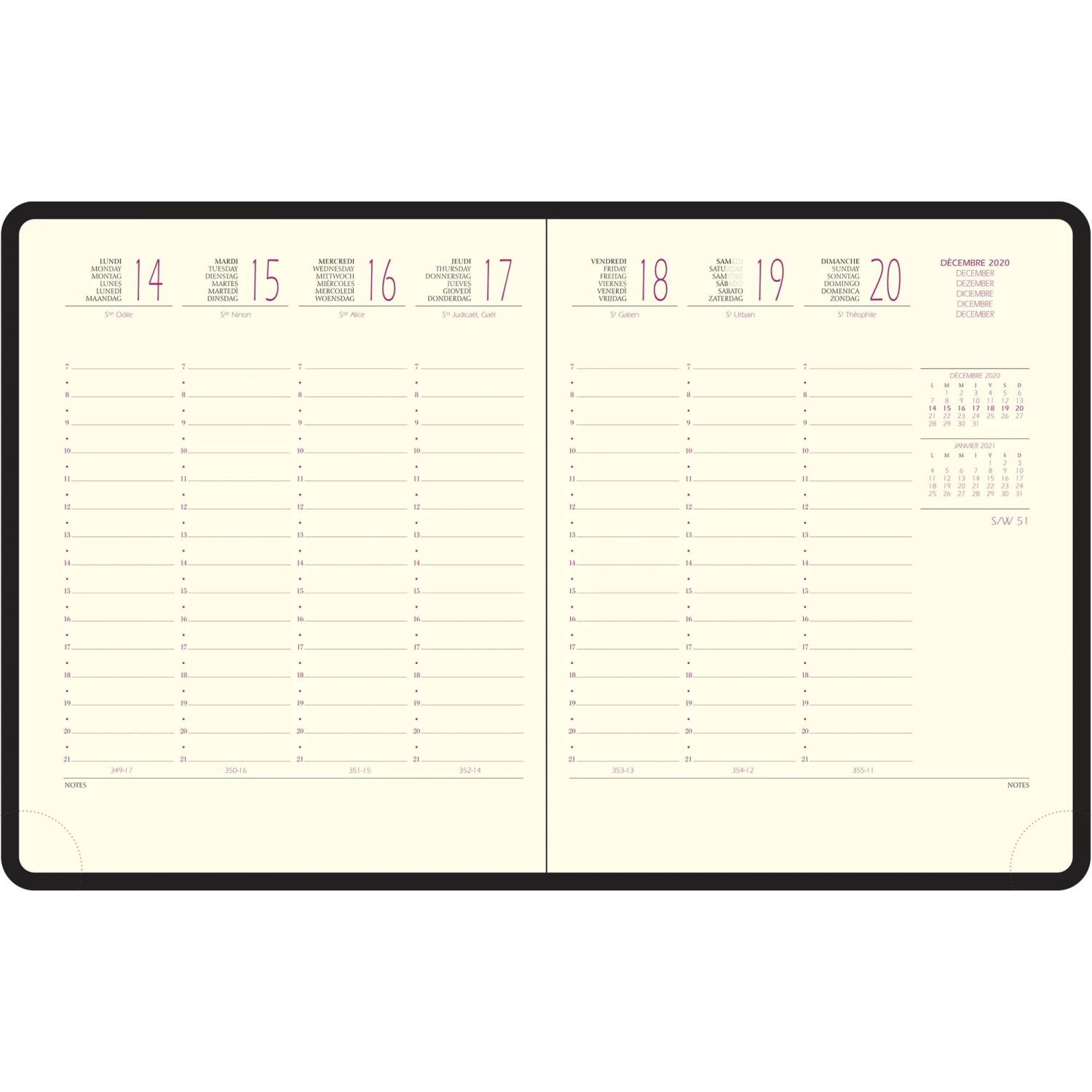 Recharge pour agenda de bureau Eurotime 18 15 x 17 cm Semainier Janvier à Décembre 2026