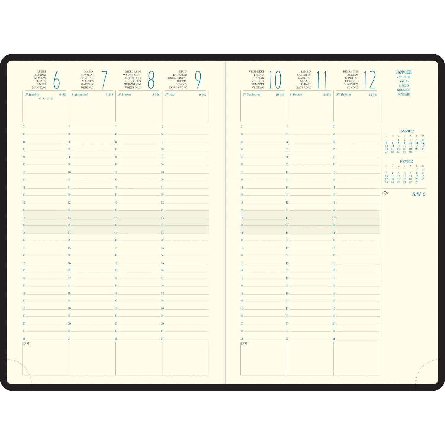 Recharge Agenda de bureau Eurotime 24 16 x 24 cm Semainier Janvier à Décembre 2026