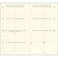 Recharge Agenda de poche Eurotime 16 8,5 x 16 cm Semainier Janvier à Décembre 2027 - Tranche or