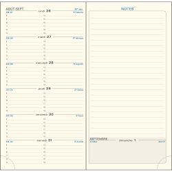 Recharge Agenda de poche Espace 17 9 x 17,5 cm Semainier Janvier à Décembre 2026 - Tranche or