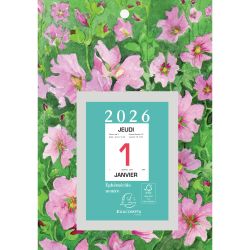 Bloc éphéméride neutre Fleurs (9,8 x 13,4 cm) sur plaque illustrée 18 x 26 cm 2026