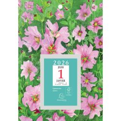 Bloc éphéméride neutre Fleurs (6,5 x 9,7 cm) sur plaque imprimée 18 x 26 cm 2026