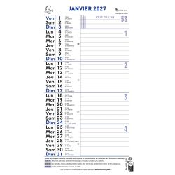 Calendrier bloc mensuel avec feuillets détachables sans support 15,5 x 28,5 cm 2027
