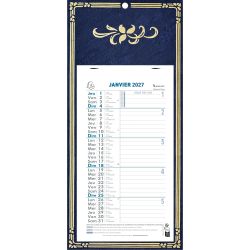 Calendrier mensuel Skytos avec feuillets détachables 15,5 x 28,5 cm sur support plaque imprimée 19 x 41 cm 2027
