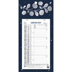 Calendrier mensuel avec feuillets détachables 13 x 23 cm sur carte illustrée Végétal 16 x 33 cm 2027