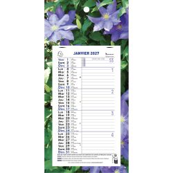 Calendrier mensuel Nature avec feuillets détachables 13 x 23 cm sur support plaque imprimée 16 x 33 cm 2027