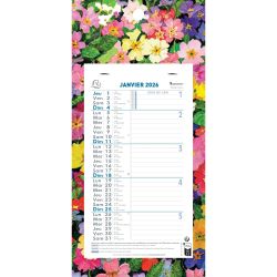 Calendrier mensuel Fleurs avec feuillets détachables 13 x 23 cm sur support plaque imprimée 16 x 33 cm 2026