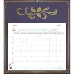 Calendrier mensuel EasyCal Skytos avec feuillets détachables 24 x 18 cm sur support plaque imprimée 27,5 x 30,5 cm 2026
