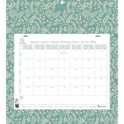 Calendrier mensuel EasyCal Mini Labo avec feuillets détachables 24 x 18 cm agrafé sur plaque cartonnée imprimée 27,5 x 30,5 cm 2026
