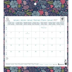 Calendrier mensuel EasyCal Mini Labo avec feuillets détachables 24 x 18 cm agrafé sur plaque cartonnée imprimée 27,5 x 30,5 cm 2027