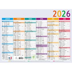 Calendrier Multicolore 22 x 29,5 cm Semestriel 2026