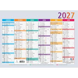 Calendrier Multicolore 22 x 29,5 cm Semestriel 2027