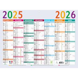 Calendrier Multicolore 29,5 x 22 cm Septembre 2025 à Septembre 2026