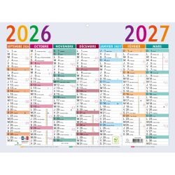 Calendrier Multicolore 29,5 x 22 cm Septembre 2026 à Septembre 2027