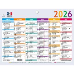 Calendrier Multicolore 13 x 17 cm Semestriel 2026