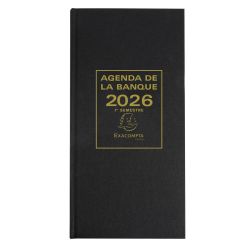 Agenda de bureau Banquier long Euro et cents 16 x 34 cm Journalier 2 volumes 2026